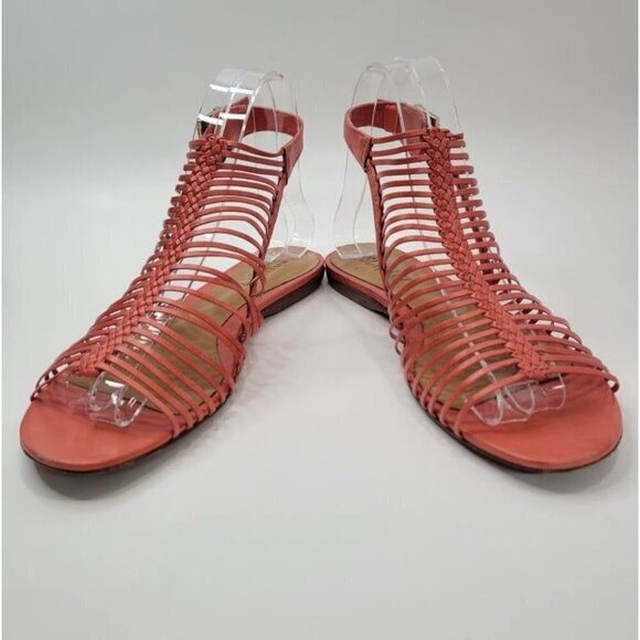 SCHUTZ Coral Peach Low Gladiator Rome Flat Sandals - Picture 1 of 9